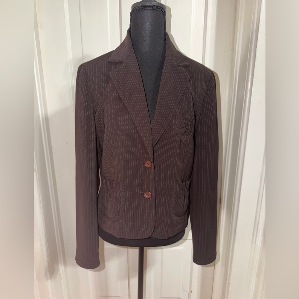 Women's size 8 Larry Levine‎ Chocolate Brown Women's Blazer vintage professional